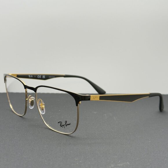 Ray Ban RB6363 2890 Polished Black on Gold Square Eyeglasses Frames 54-18-145 - Picture 2 of 11